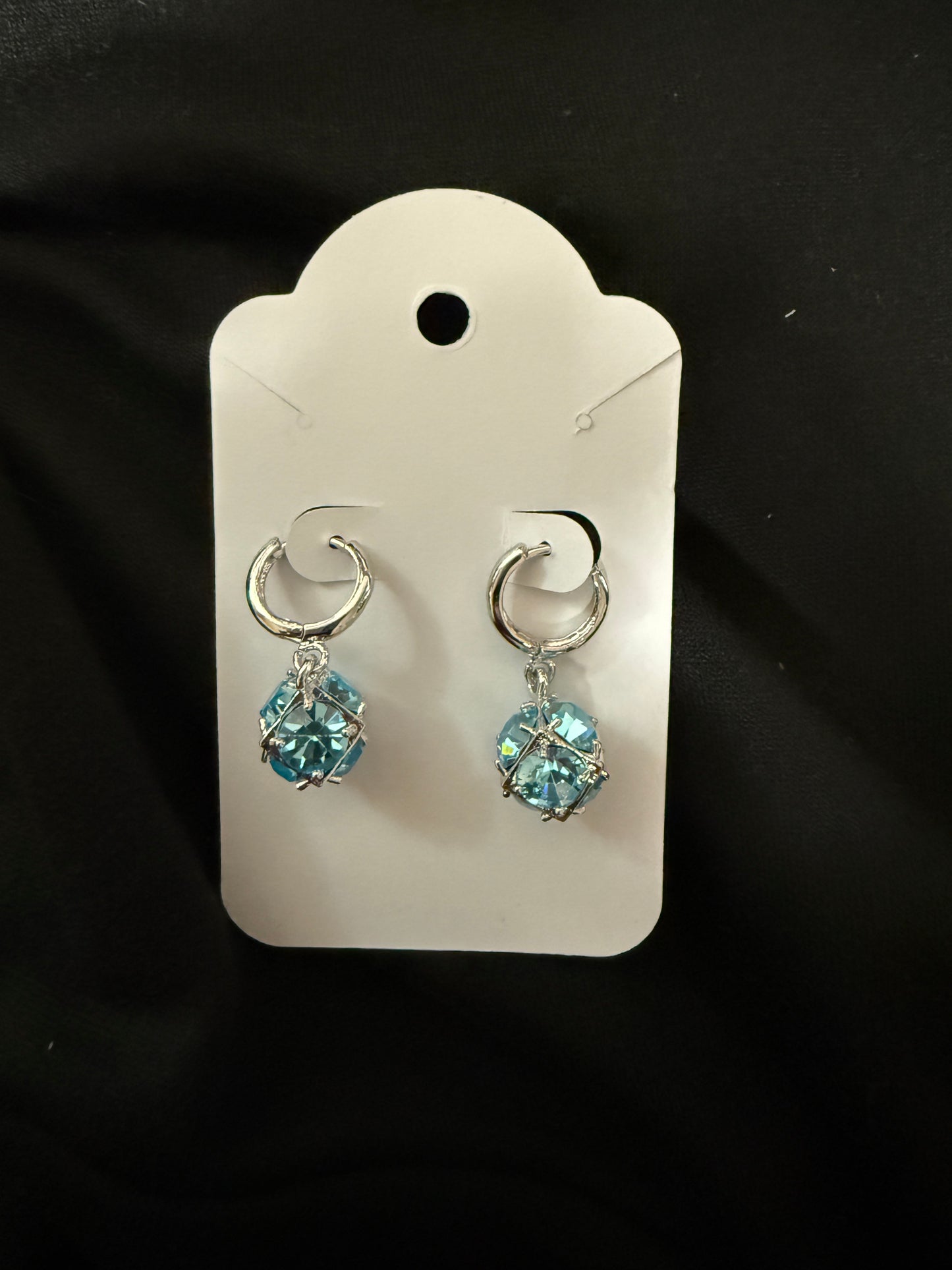 Aqua Crystal Cage Hoops