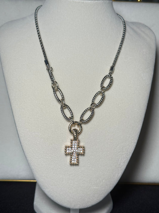 Rope & Radiance Cross Necklace