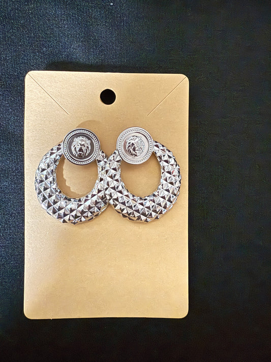 Silver Lion Stud Hoops