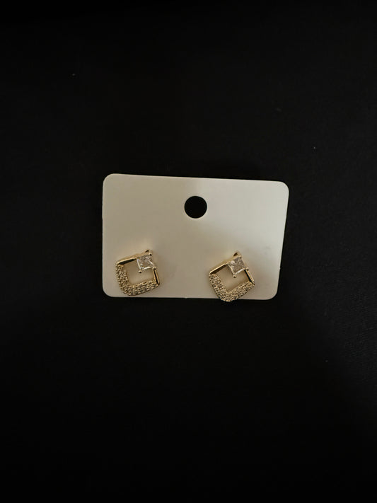 Textured Gold Square Studs